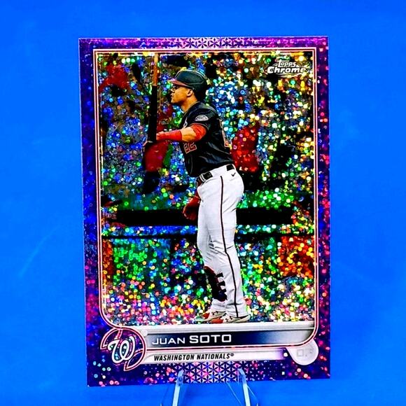 Juan Soto #129 Topps Chrome Purple Speckled Foil SP 125/299 Washingtin Nationals - Picture 2 of 5